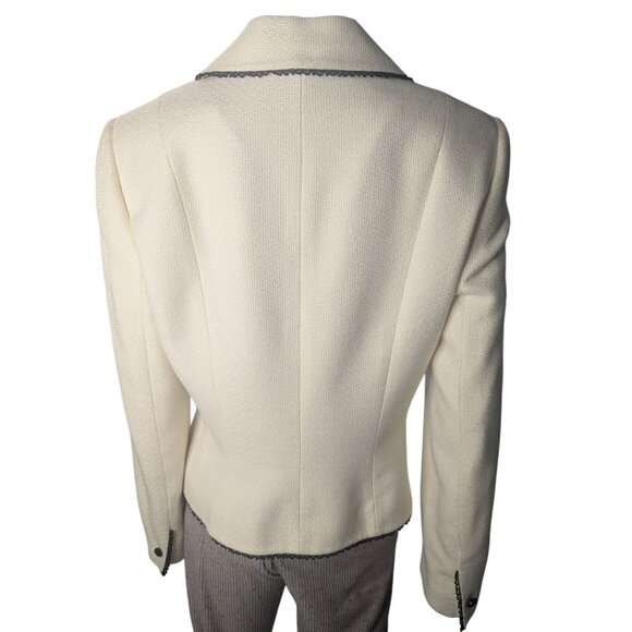 Tahari Arthur S Levine Textured Blazer Sz 10 Contrast Trim Romantic Preppy Party - Picture 7 of 10